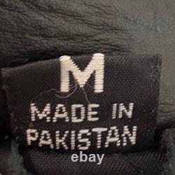 Vintage FMC Leather Motorcycle Jacket Women Medium Black Quilted Biker Coat Punk