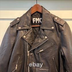 Vintage FMC Leather Motorcycle Jacket Women Medium Black Quilted Biker Coat Punk