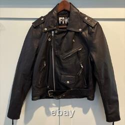 Vintage FMC Leather Motorcycle Jacket Women Medium Black Quilted Biker Coat Punk
