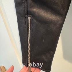 Vintage FMC Leather Motorcycle Jacket Women Medium Black Quilted Biker Coat Punk