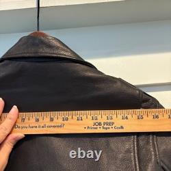 Vintage FMC Leather Motorcycle Jacket Women Medium Black Quilted Biker Coat Punk