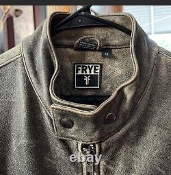 Vintage FRYE Cafe-Racer Genuine LEATHER Jacket Distressed Cowhide medium