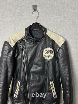 Vintage FURYGAN Leather Racing Jacket Big Logo Motorcycle Men's Size S