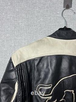 Vintage FURYGAN Leather Racing Jacket Big Logo Motorcycle Men's Size S