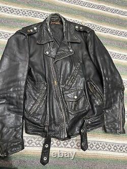 Vintage Fidelity Sportswear Steer Hide Leather Motorcycle Jacket 50s 21x25 USA
