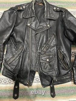 Vintage Fidelity Sportswear Steer Hide Leather Motorcycle Jacket 50s 21x25 USA