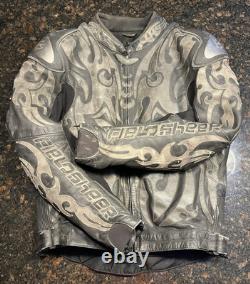 Vintage Fieldsheer Men's Leather Tribal Armored Motorcycle Jacket/Size Large