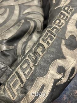Vintage Fieldsheer Men's Leather Tribal Armored Motorcycle Jacket/Size Large