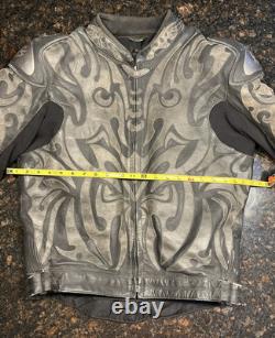 Vintage Fieldsheer Men's Leather Tribal Armored Motorcycle Jacket/Size Large