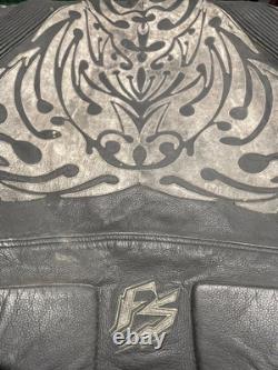 Vintage Fieldsheer Men's Leather Tribal Armored Motorcycle Jacket/Size Large