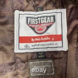 Vintage First Gear Leather Jacket Mens Brown Large Hein Gericke Motorcycle Liner