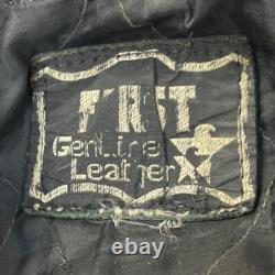 Vintage First Genine Leather Black Motorcycle Jacket With Zipper & Snap Details