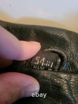 Vintage First Genuine Leather Black Motorcycle Jacket Biker Moto Belted Sz 54