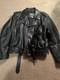 Vintage First Genuine Leather Men's Size 44 Black Motorcycle Biker Jacket