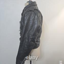 Vintage First Genuine Leather Motorcycle Biker Jacket Size 42 Medium