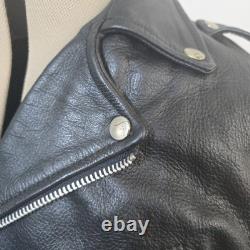 Vintage First Genuine Leather Motorcycle Biker Jacket Size 42 Medium