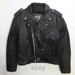 Vintage First Leather Classic Motorcycle Jacket Size 40 Black