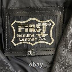 Vintage First Leather Classic Motorcycle Jacket Size 40 Black