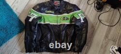 Vintage First Racing Armored Leather Motorcycle Jacket, XL Mens