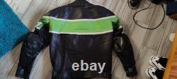 Vintage First Racing Armored Leather Motorcycle Jacket, XL Mens
