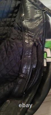 Vintage First Racing Armored Leather Motorcycle Jacket, XL Mens