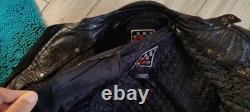 Vintage First Racing Armored Leather Motorcycle Jacket, XL Mens