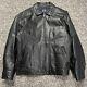 Vintage GAP Heavy Black Leather Jacket Full Zip Motorcycle Biker Style Size L