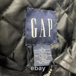 Vintage GAP Heavy Black Leather Jacket Full Zip Motorcycle Biker Style Size L