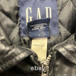 Vintage GAP Heavy Black Leather Jacket Full Zip Motorcycle Biker Style Size L