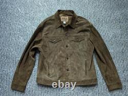 Vintage GAP trucker jacket SUEDE leather XL brown cowhide 2000s y2k motorcycle