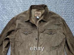 Vintage GAP trucker jacket SUEDE leather XL brown cowhide 2000s y2k motorcycle