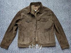 Vintage GAP trucker jacket SUEDE leather XL brown cowhide 2000s y2k motorcycle