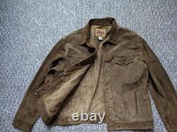 Vintage GAP trucker jacket SUEDE leather XL brown cowhide 2000s y2k motorcycle