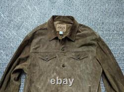 Vintage GAP trucker jacket SUEDE leather XL brown cowhide 2000s y2k motorcycle