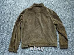 Vintage GAP trucker jacket SUEDE leather XL brown cowhide 2000s y2k motorcycle