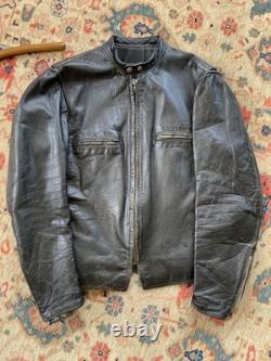 Vintage GOLD label BROOKS Leather Motorcycle Jacket cafe 44 DISTRESSED patina