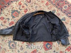 Vintage GOLD label BROOKS Leather Motorcycle Jacket cafe 44 DISTRESSED patina