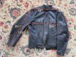 Vintage GOLD label BROOKS Leather Motorcycle Jacket cafe 44 DISTRESSED patina