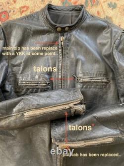 Vintage GOLD label BROOKS Leather Motorcycle Jacket cafe 44 DISTRESSED patina