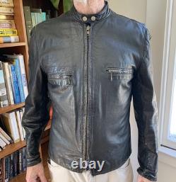 Vintage GOLD label BROOKS Leather Motorcycle Jacket cafe 44 DISTRESSED patina