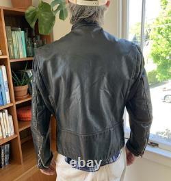 Vintage GOLD label BROOKS Leather Motorcycle Jacket cafe 44 DISTRESSED patina