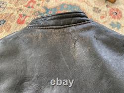 Vintage GOLD label BROOKS Leather Motorcycle Jacket cafe 44 DISTRESSED patina