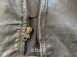 Vintage GOLD label BROOKS Leather Motorcycle Jacket cafe 44 DISTRESSED patina