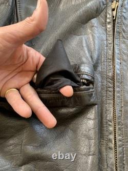 Vintage GOLD label BROOKS Leather Motorcycle Jacket cafe 44 DISTRESSED patina