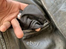 Vintage GOLD label BROOKS Leather Motorcycle Jacket cafe 44 DISTRESSED patina
