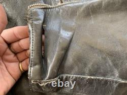 Vintage GOLD label BROOKS Leather Motorcycle Jacket cafe 44 DISTRESSED patina