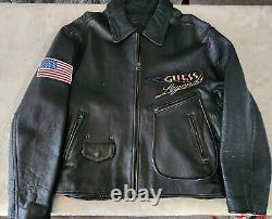 Vintage GUESS LEGENDS Leather Letterman Jacket Mens L Bomber Motorcycle Retro