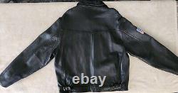 Vintage GUESS LEGENDS Leather Letterman Jacket Mens L Bomber Motorcycle Retro