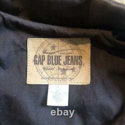 Vintage Gap Brown Leather Trucker Jeans Jacket Large 1990s