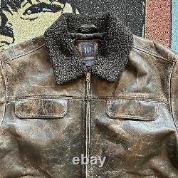 Vintage Gap Leather Jacket Men's XL Black Full Zip